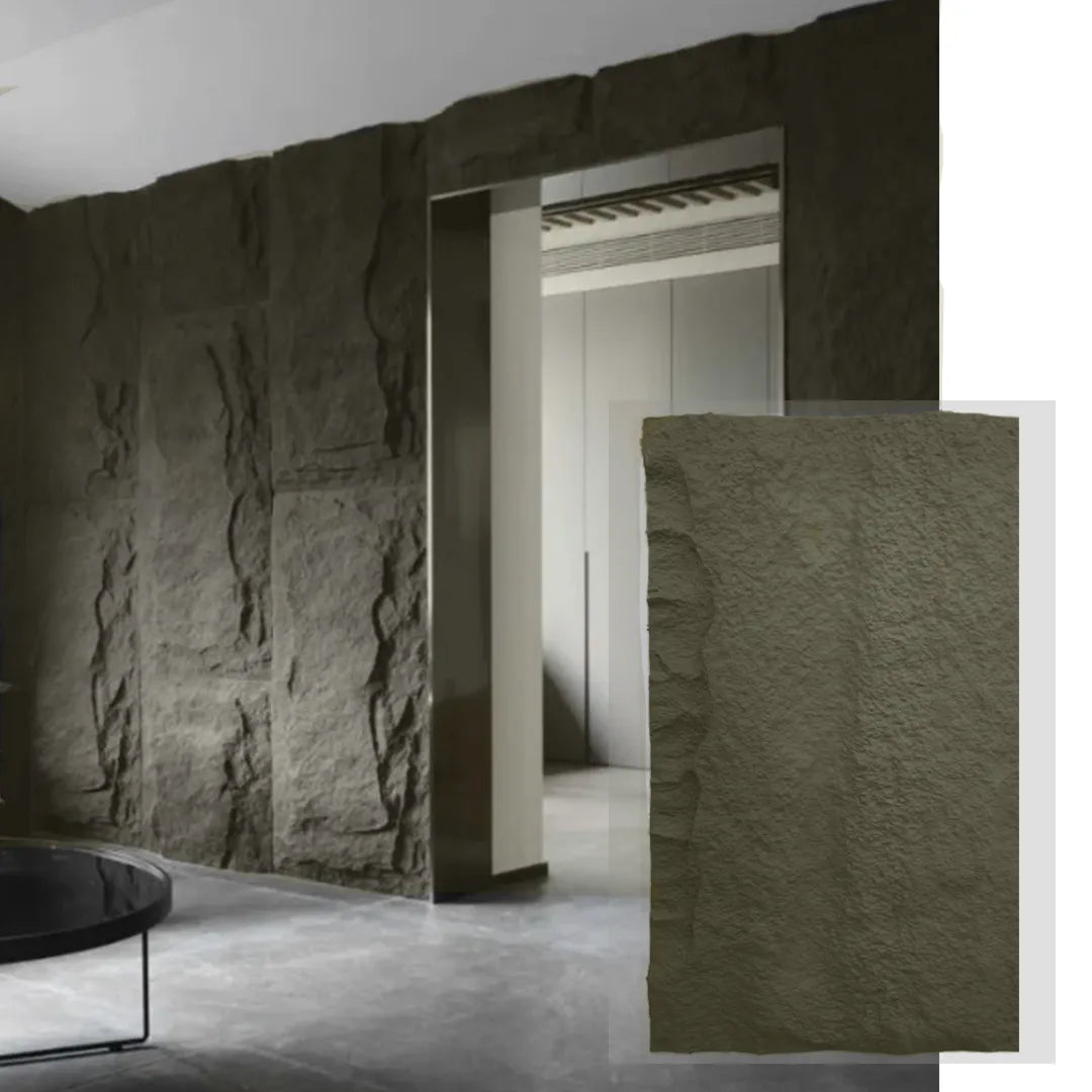 Revestimiento interior Panel PU Imitación de Piedra Caliza grey
