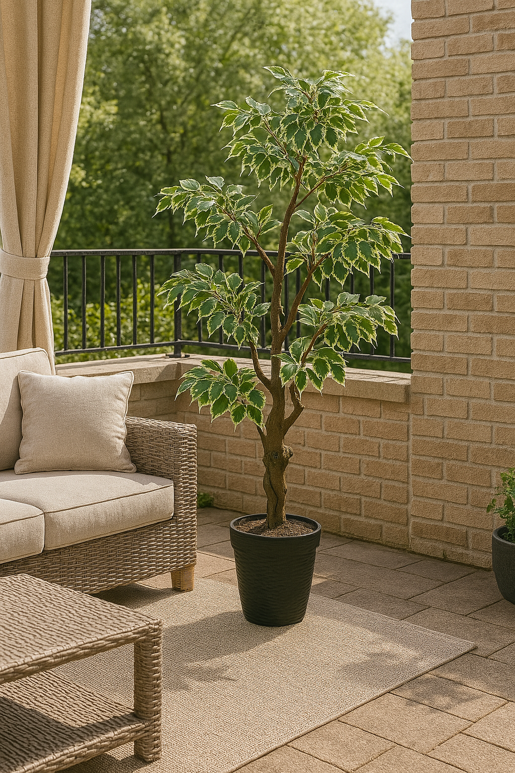Planta Decorativa Artificial Ficus Bordes Blancos 200cm