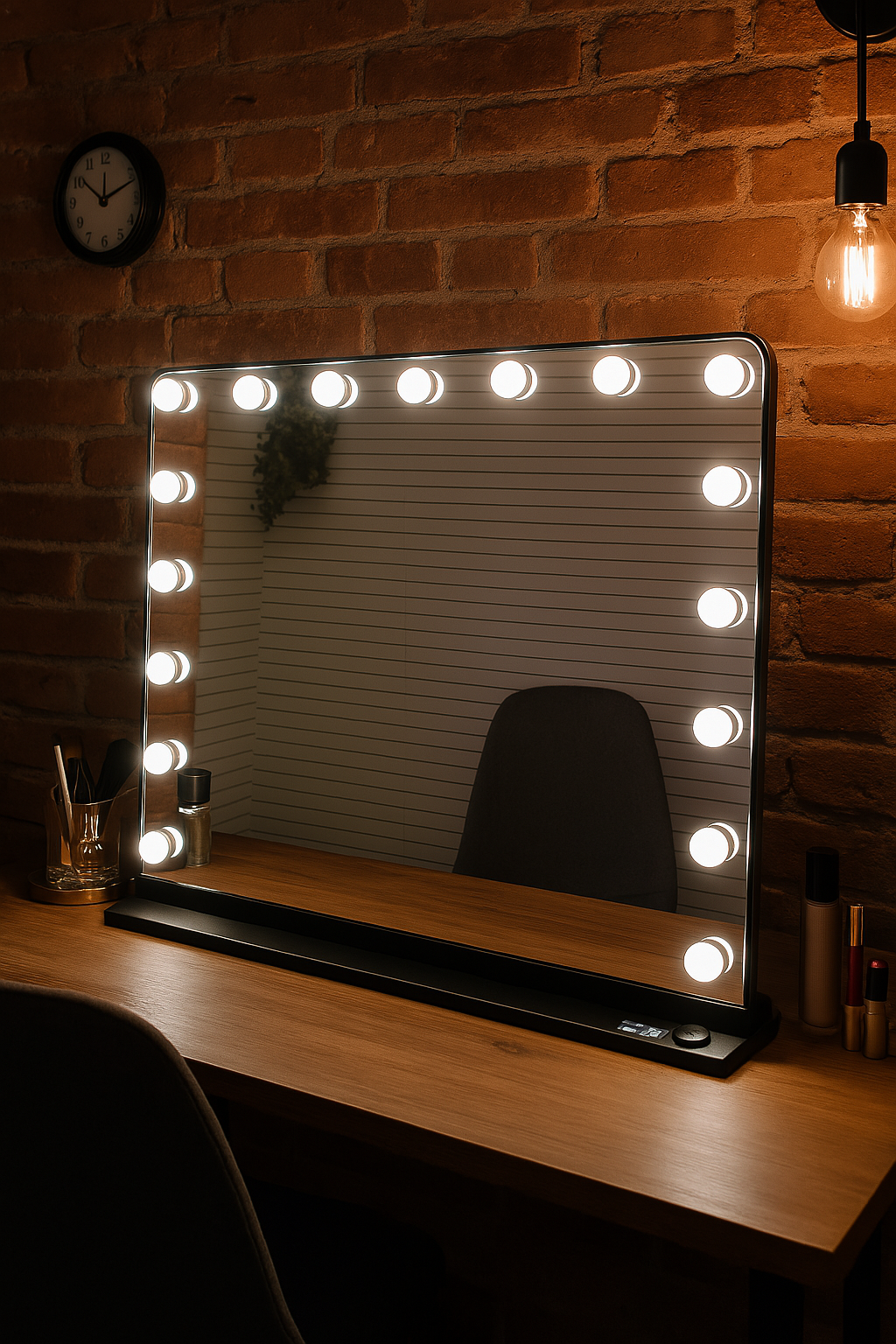 Espejo Inteligente Make Up Hollywood Black – 80 x 60 cm con Puertos USB y Tipo C