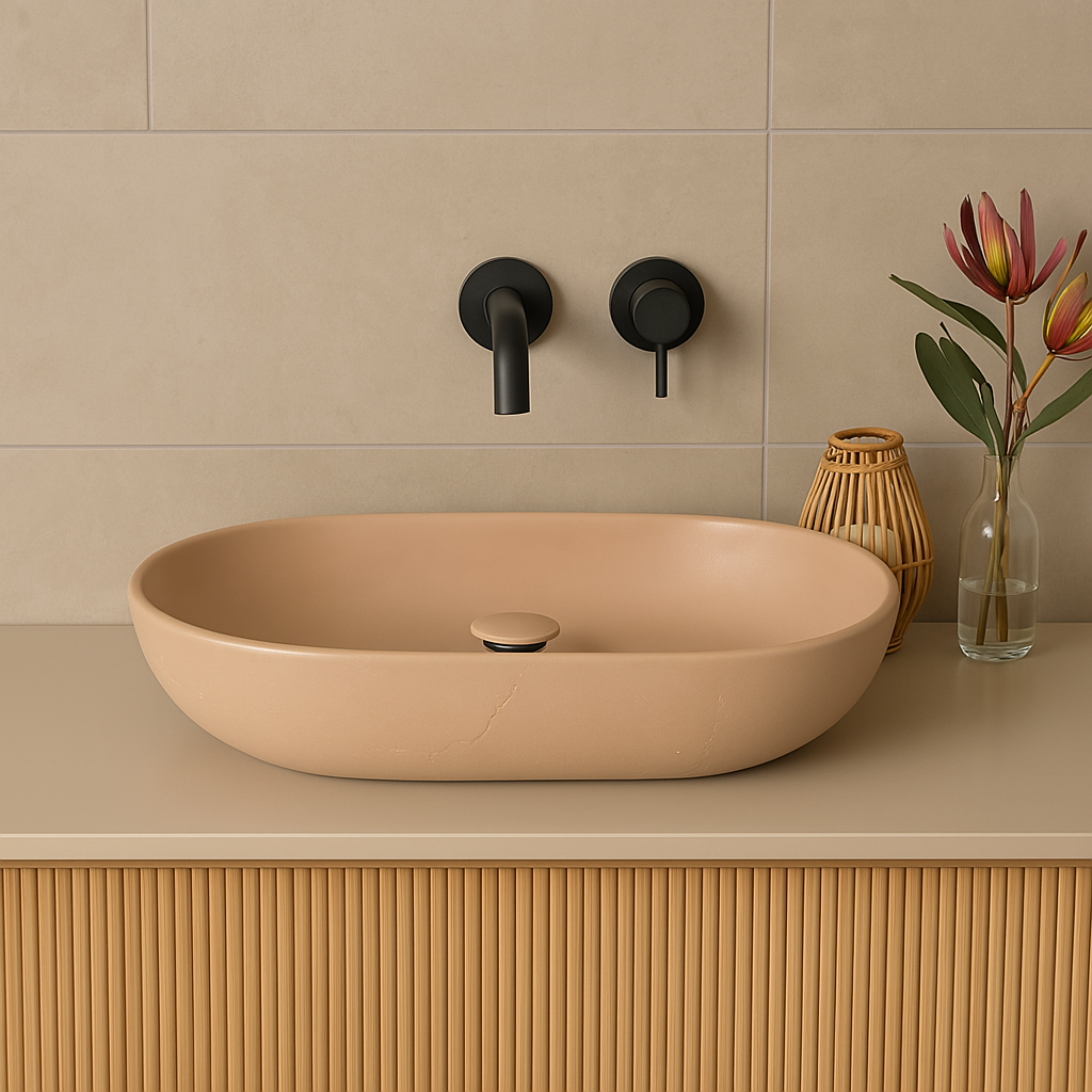 Lavamanos Minimal Pink – Cemento Arena 530 x 350 x 130 mm