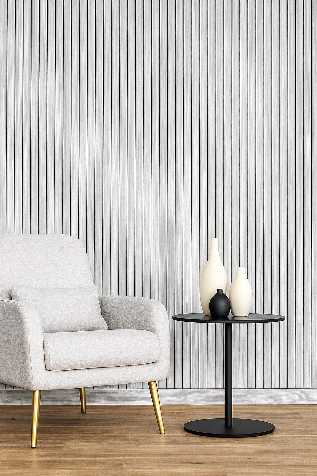 Revestimiento interior PVC Wood Panel Ranurado Ceniza