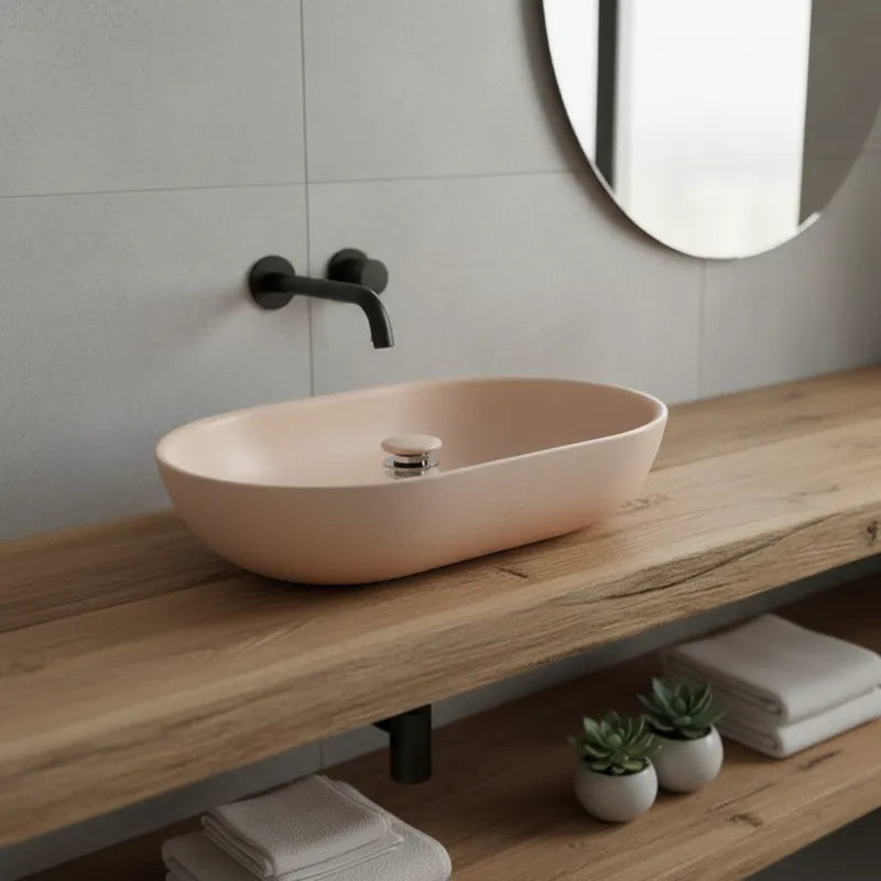Lavamanos Minimal Pink – Cemento Arena 530 x 350 x 130 mm