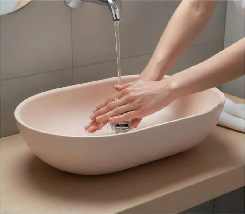Lavamanos Minimal Pink – Cemento Arena 530 x 350 x 130 mm