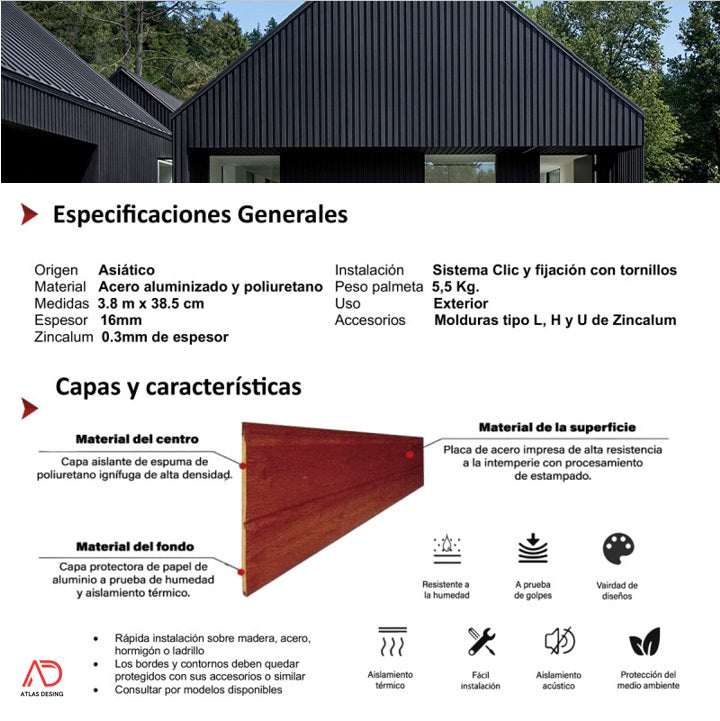 Revestimiento Exterior Metal Siding Black