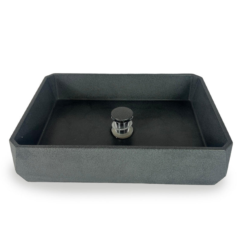 Lavamanos Bezel de Cemento Negro – 500 x 350 x 120 mm