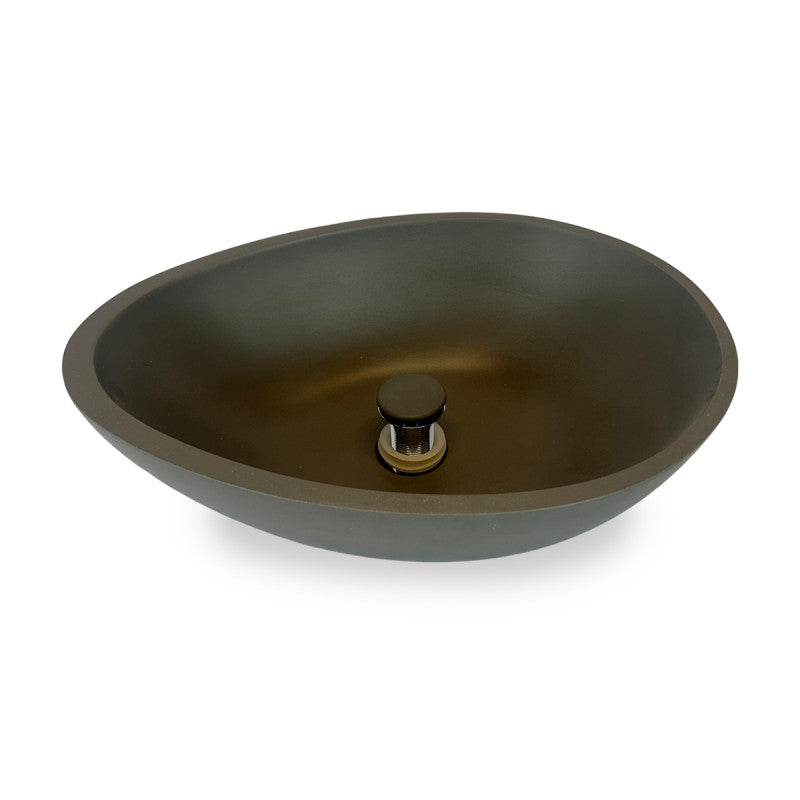 Lavamanos Egg de Cemento Negro – 534 x 390 x 167 mm
