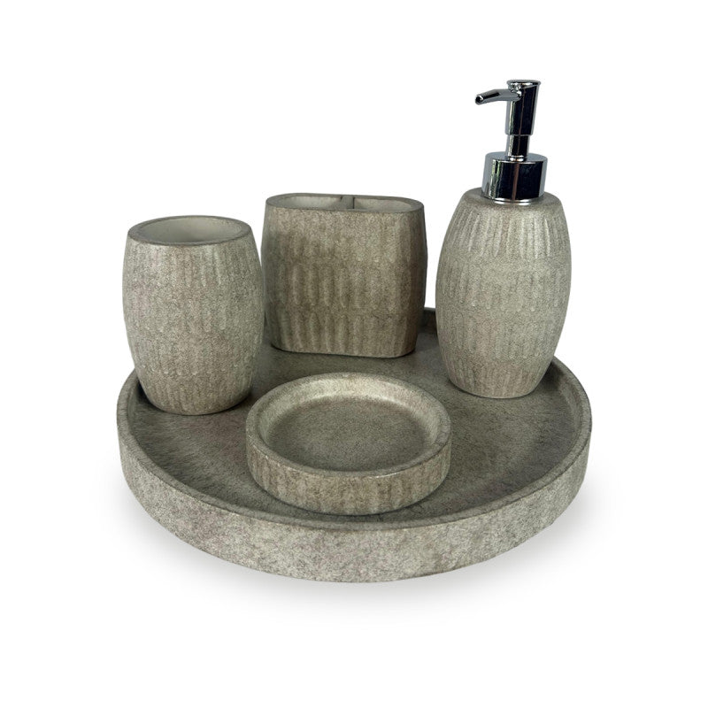 Set de Baño Terrazo Light Grey – Resina Símil Piedra Color Negro