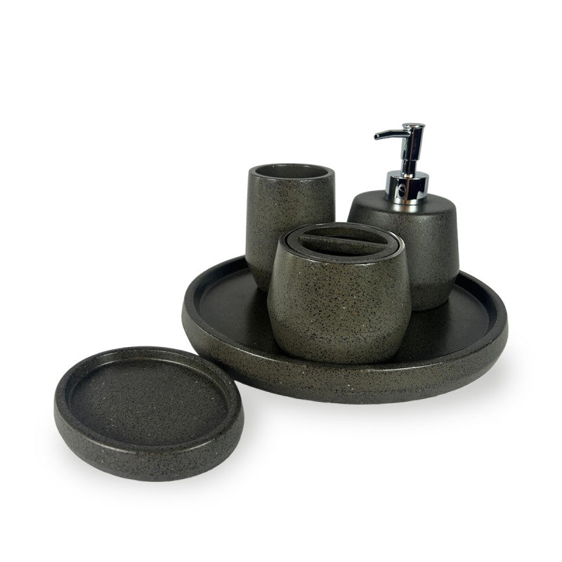 Set de Baño Terrazo Black – Resina Símil Piedra Color Negro