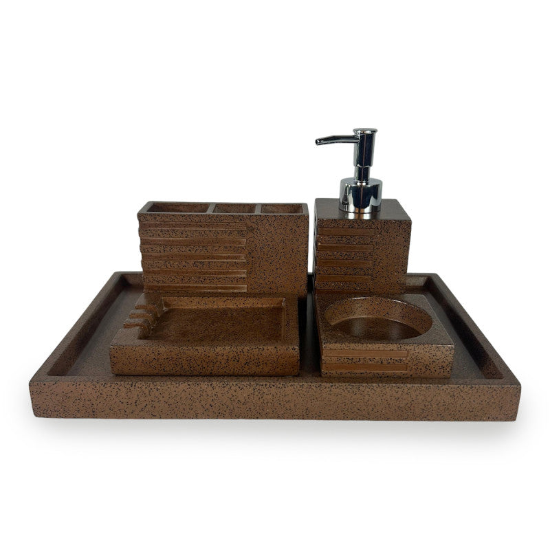 Set de Baño Terrazo Brown – Resina Símil Piedra Color Chocolate