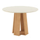 MESA COMEDOR STYLLO 100CM MADERA TAPA VIDRIO MIEL WHITE