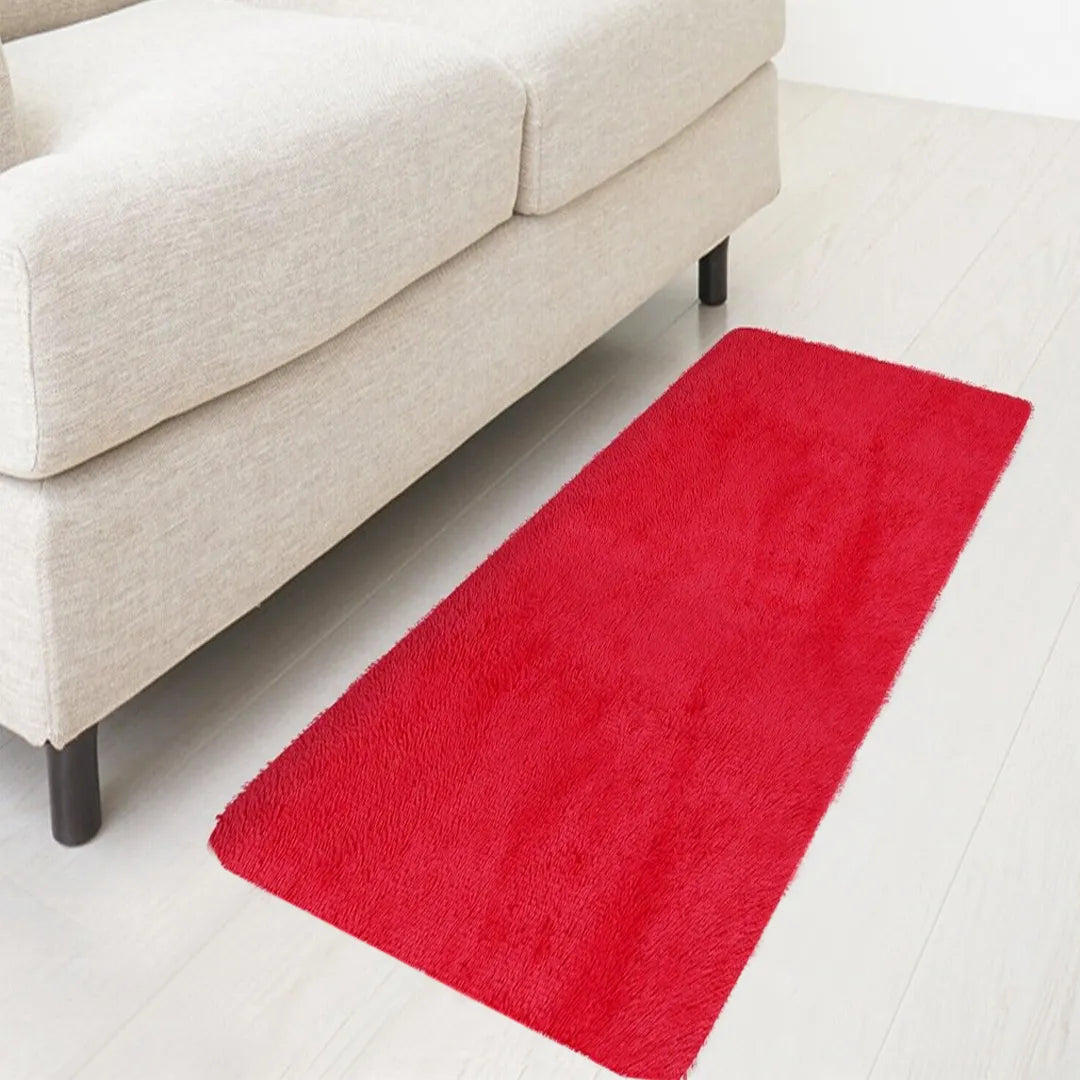 Alfombra Cabaja De Cama Decorativa Diseño Rojo 60x150CM