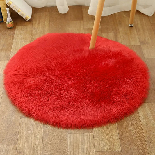 Alfombra Bajada De Cama Decorativa Redonda Rojo 110CM