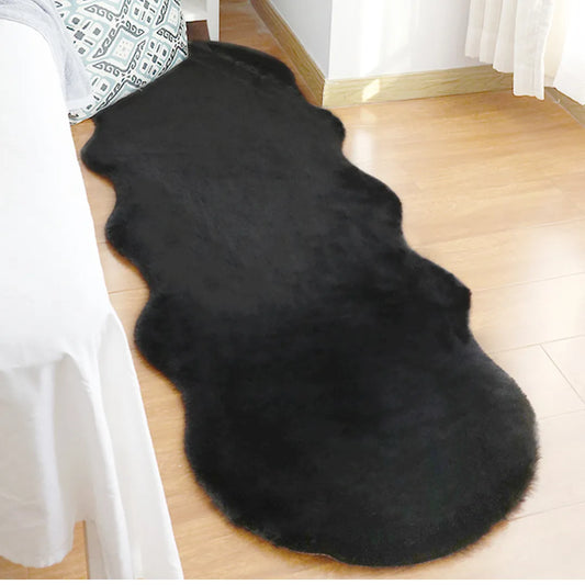 Alfombra Peluda Decoración Negro 60x180CM