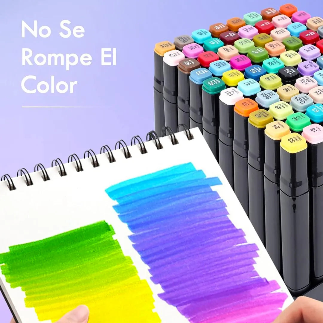 SET 120 PLUMONES DOBLE PUNTA COLORES + ESTUCHE 01077