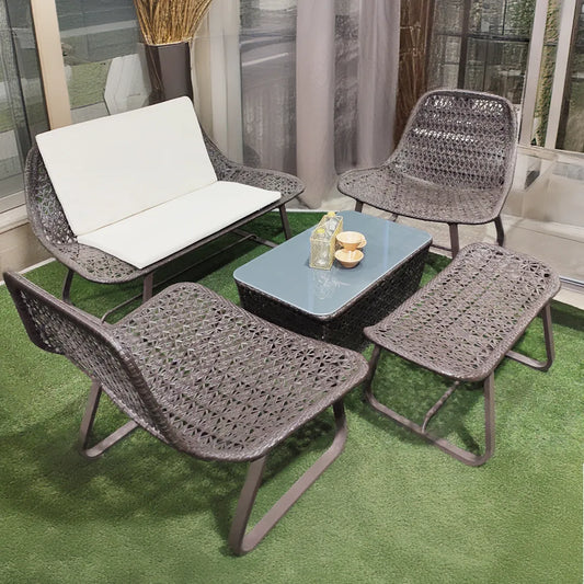 Juego De Living Para Terraza 1 Sofá 2C + 2 Sillón 1C + Mesa Centro + Reposapiés