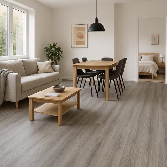 Piso Flotante Gris Oak Glossy 8,3 mm – Caja 2,49 m²