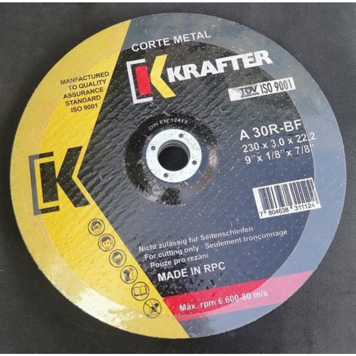 Disco Corte Metal 4.5" x 3,0mm KRAFTER (25unid)