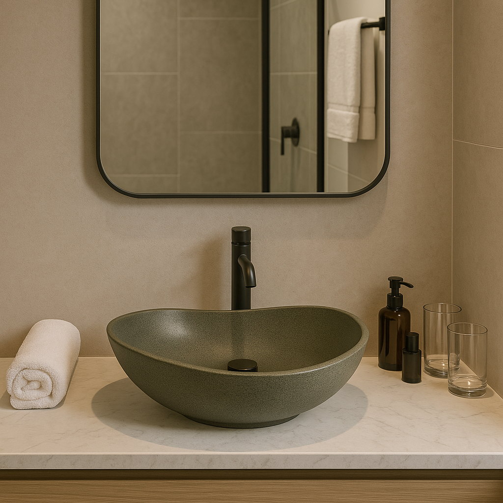 Lavamanos Light Infinity cementicio negro 57 × 37 cm