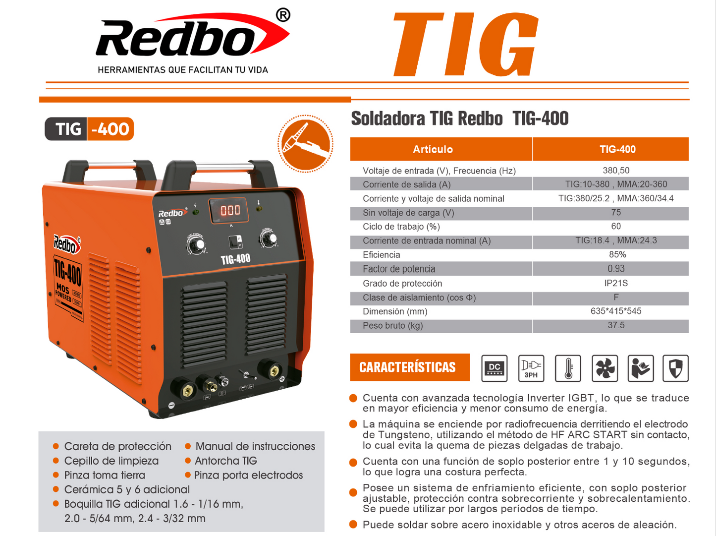 Soldadora REDBO TIG 400