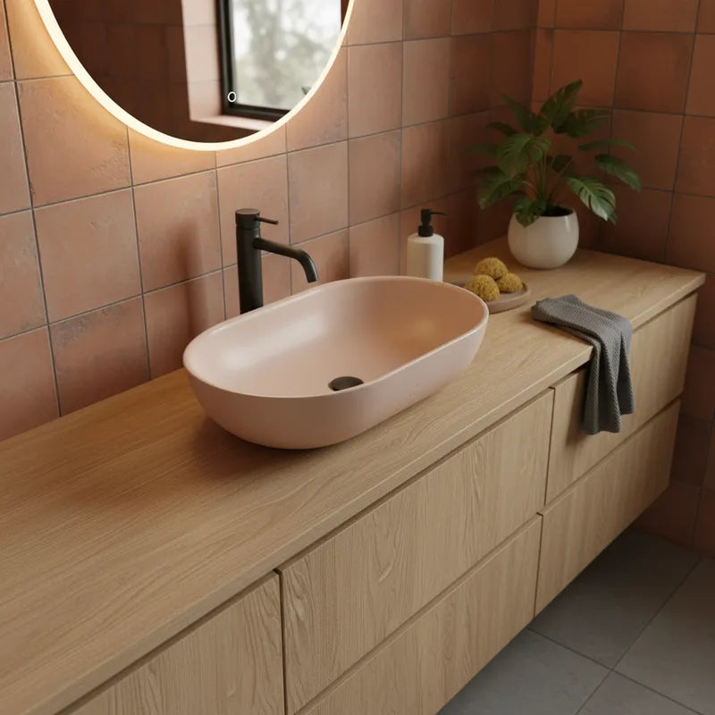Lavamanos Minimal Pink – Cemento Arena 530 x 350 x 130 mm