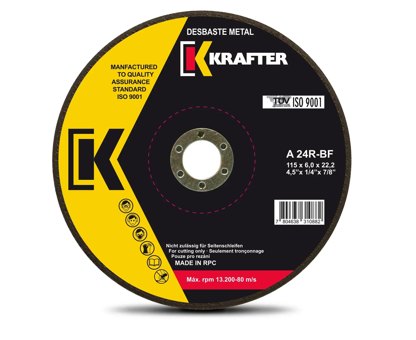 Disco Corte Metal 4,5' Fino 1,0 mm KRAFTER (50 Unid)